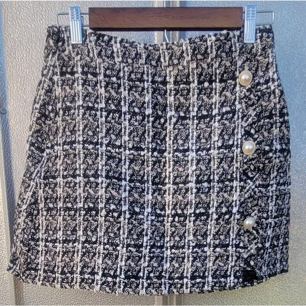 Shein Tweed Plaid Multicolored Mini Skirt Size 6